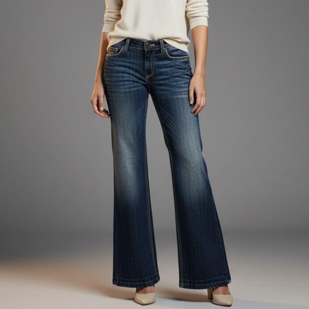 Buckle Women's Dark Wash Blue Skinny Flare Jeans